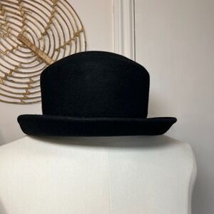 Vintage Italian Black Wool Top Hat Victorian Gothic Circus Ringmaster Costume